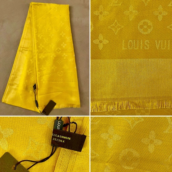 L V Châle Monogram Cashmere Silk Blend Stole Shawl Scarf in Monochromatic Colors - Picture 13 of 14